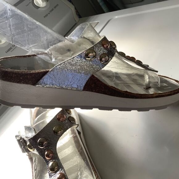 cafenoir MADE IN ITALY SILVER METALLIC GENUINE LEATHER WOMAN SAND… - Picture 6 of 15